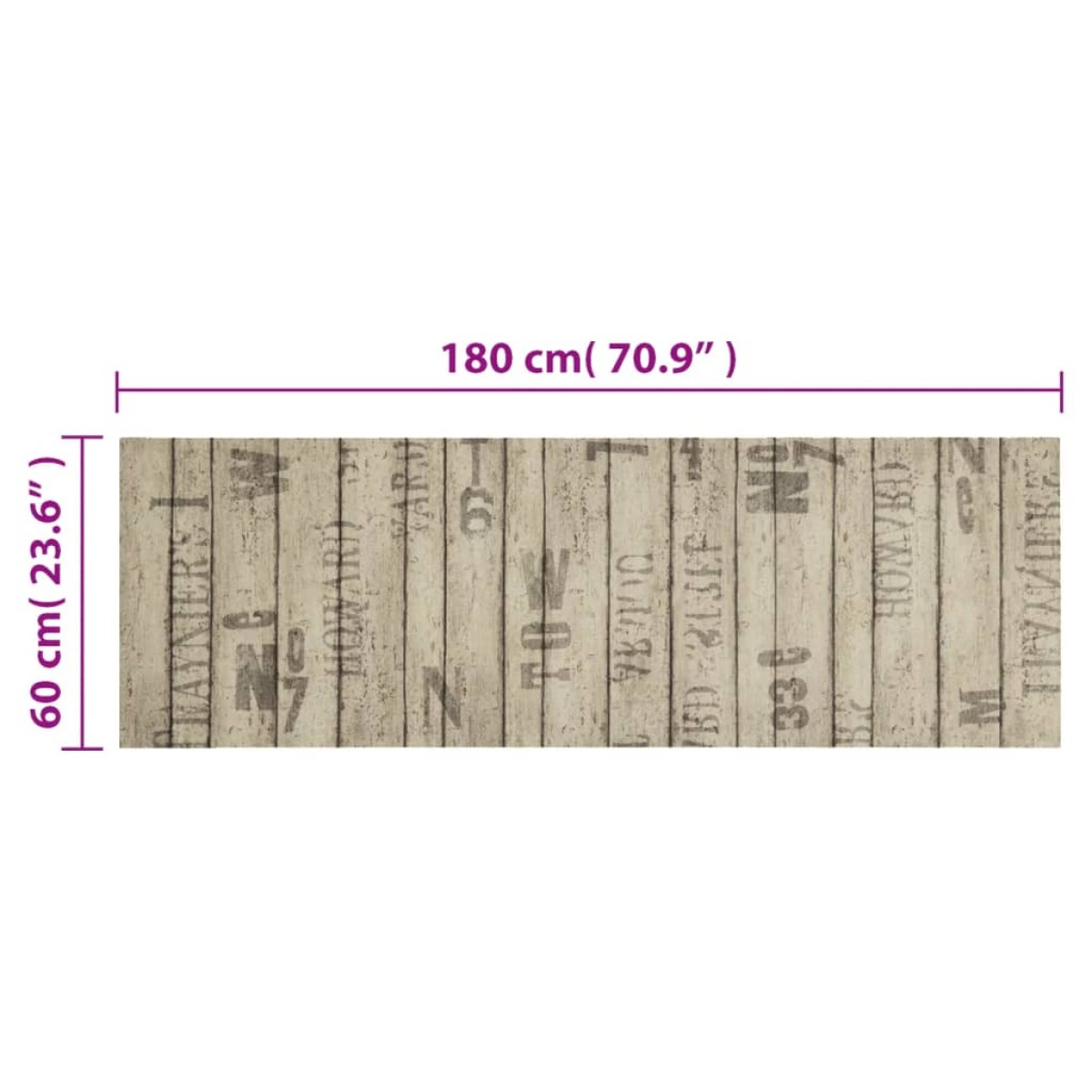 vidaXL Χαλί Κουζίνας Πλενόμενο Σχέδιο Φράχτης 60 x 180 εκ. Βελούδινο