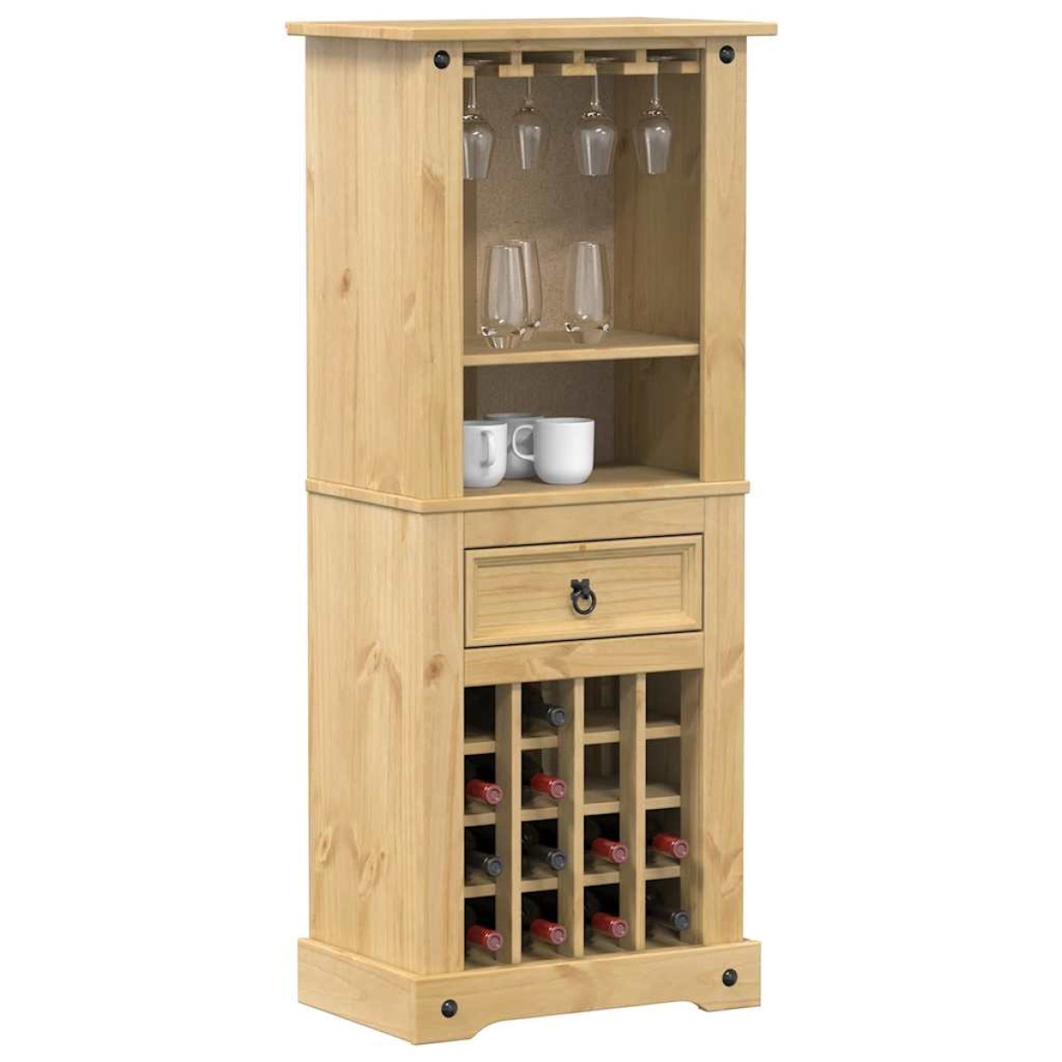 vidaXL Ραφιέρα Κρασιών Corona 56x35x134,5 εκ. από Μασίφ Ξύλο Πεύκου