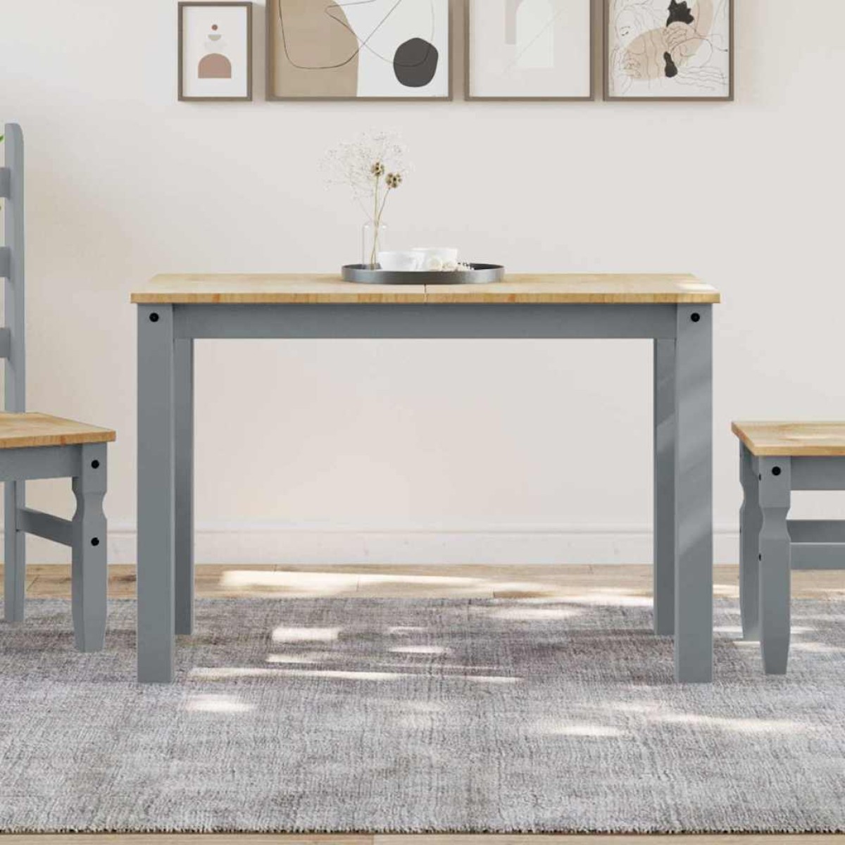 vidaXL Τραπεζαρία PANAMA Γκρι 112 x 60 x 75 εκ. από Μασίφ Ξύλο Πεύκου