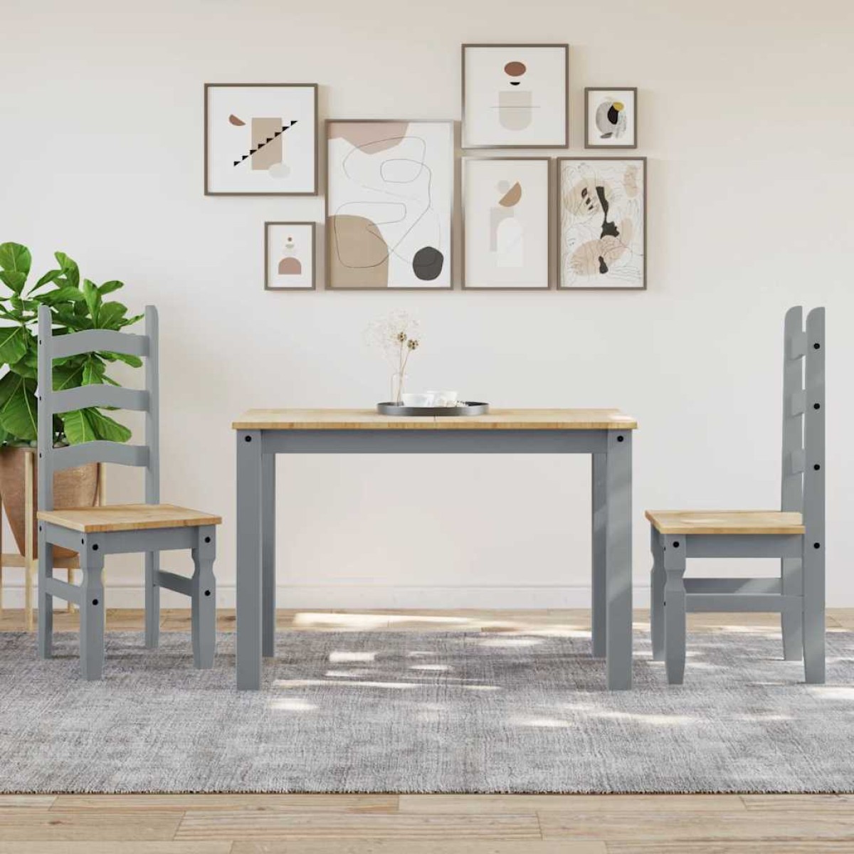 vidaXL Τραπεζαρία PANAMA Γκρι 112 x 60 x 75 εκ. από Μασίφ Ξύλο Πεύκου