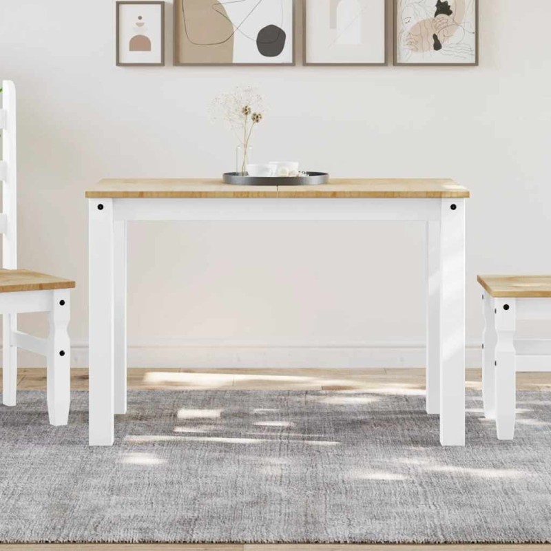 vidaXL Τραπεζαρία PANAMA Λευκό 112 x 60 x 75 εκ. από Μασίφ Ξύλο Πεύκου