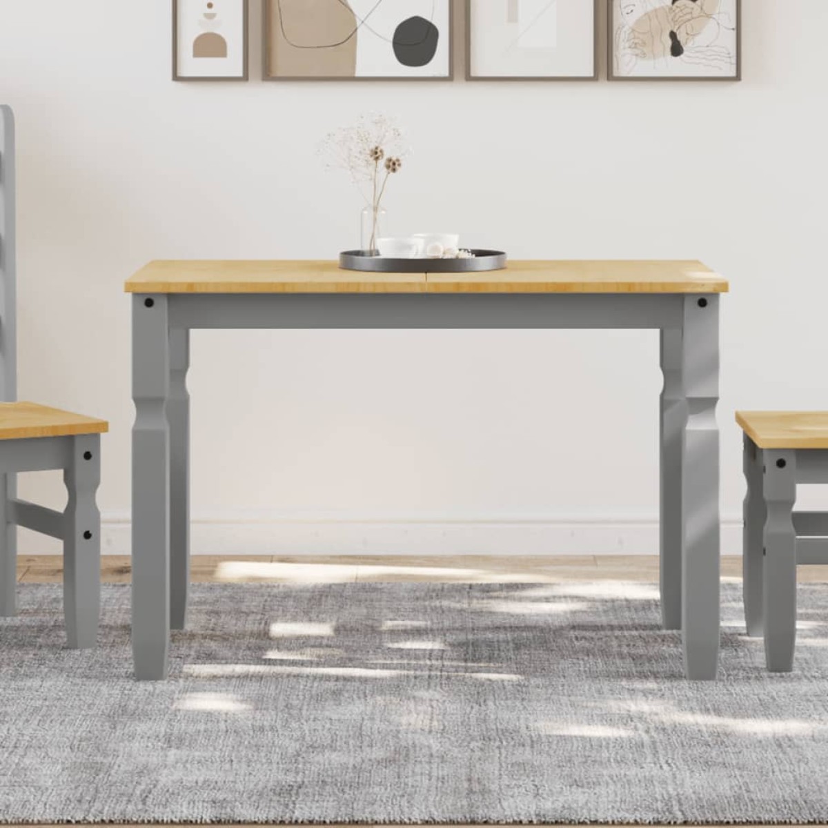 vidaXL Τραπεζαρία Corona Γκρι 112 x 60 x 75 εκ. από Μασίφ Ξύλο Πεύκου