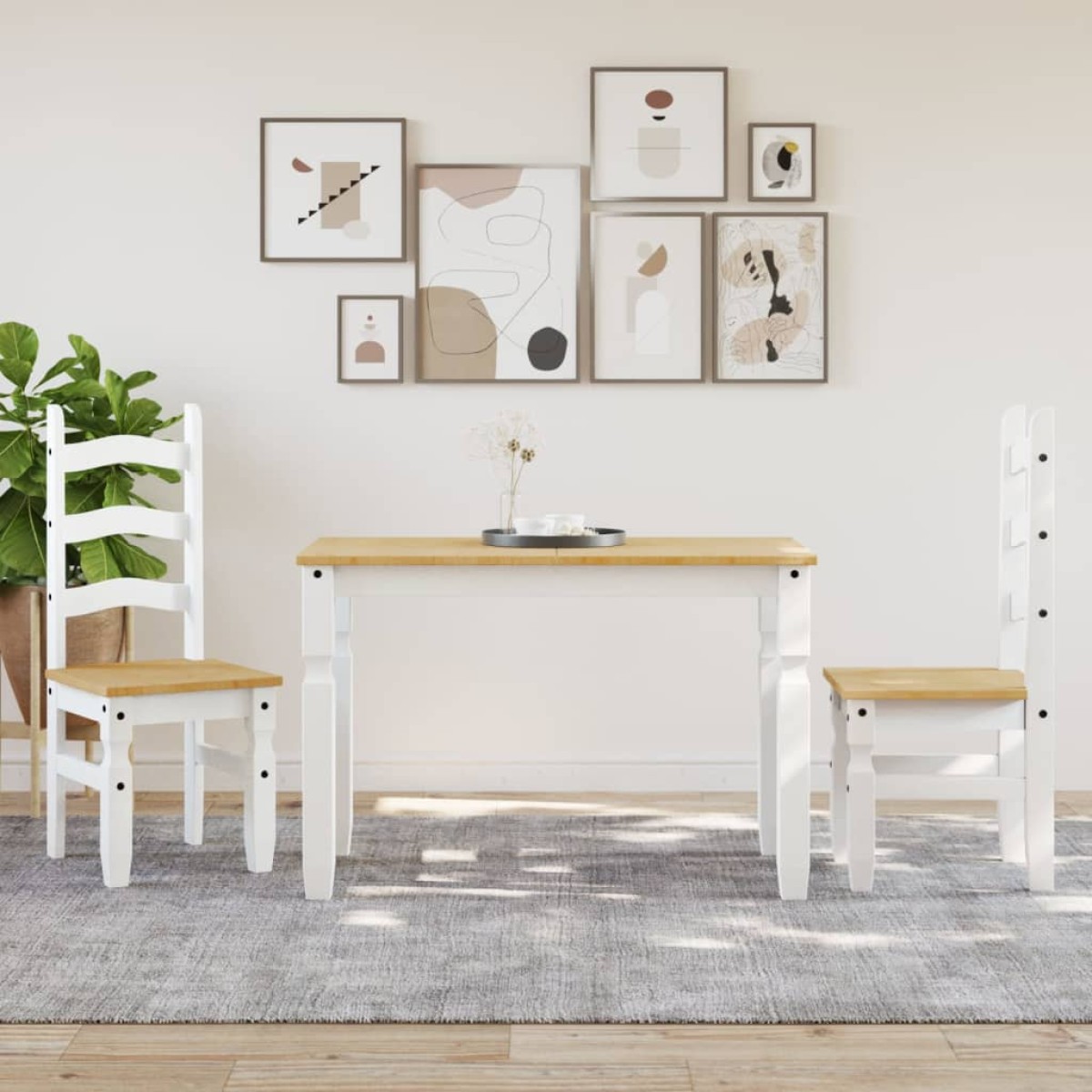vidaXL Τραπεζαρία Corona Λευκό 112 x 60 x 75 εκ. από Μασίφ Ξύλο Πεύκου
