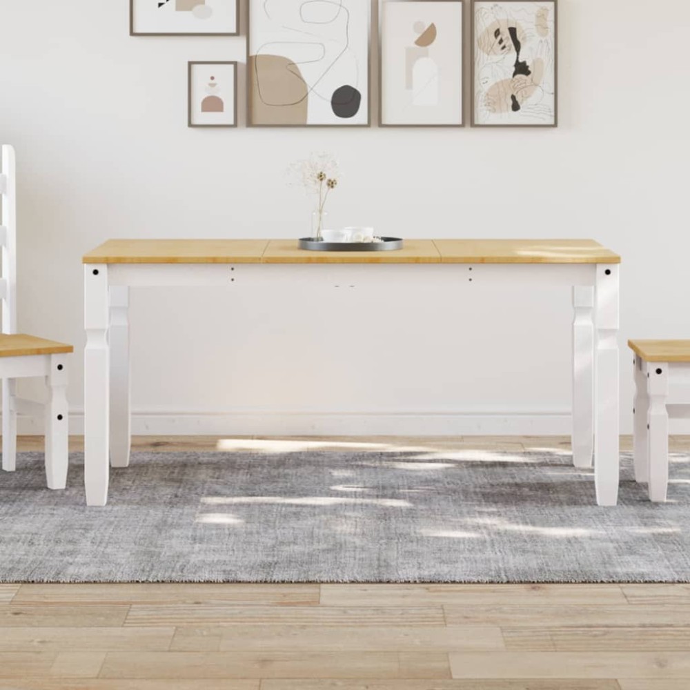 vidaXL Τραπεζαρία Corona Λευκό 160 x 80 x 75 εκ. από Μασίφ Ξύλο Πεύκου