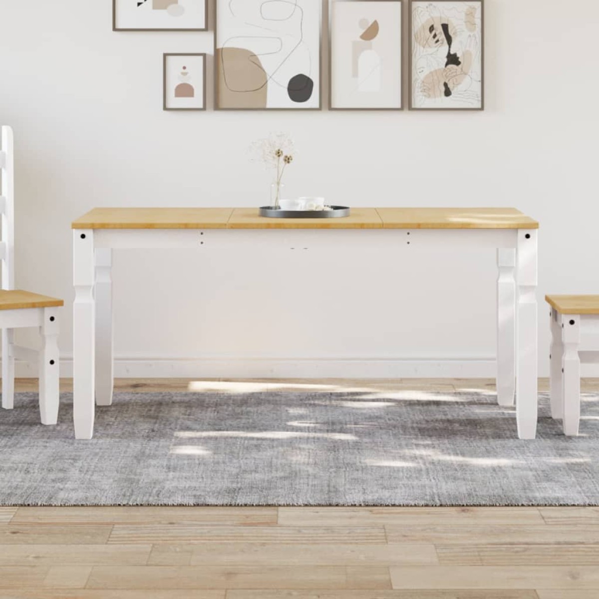 vidaXL Τραπεζαρία Corona Λευκό 160 x 80 x 75 εκ. από Μασίφ Ξύλο Πεύκου