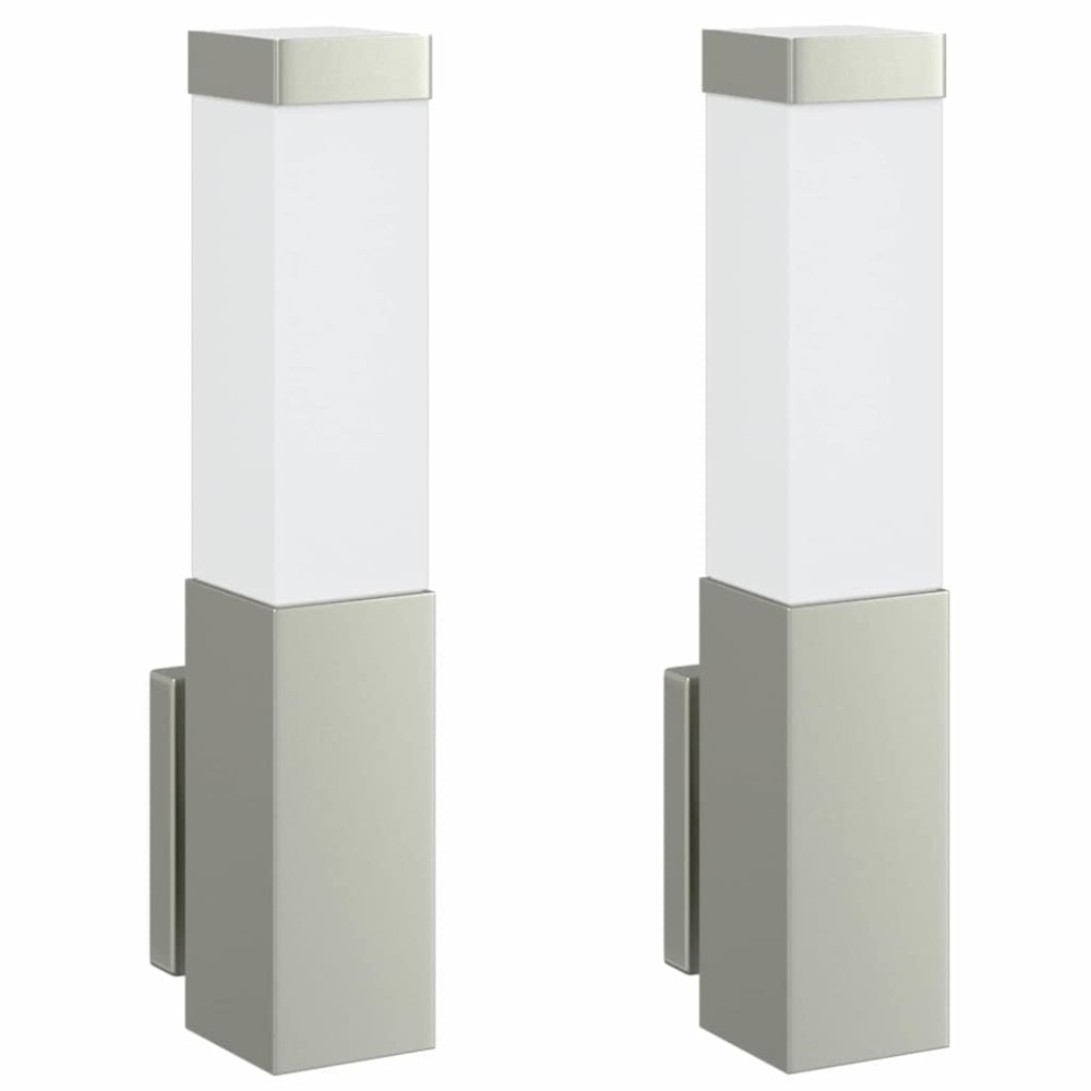 vidaXL Φωτιστικό Τοίχου Για Εξωτερικούς Χώρους 2 τεμ. Ασημί