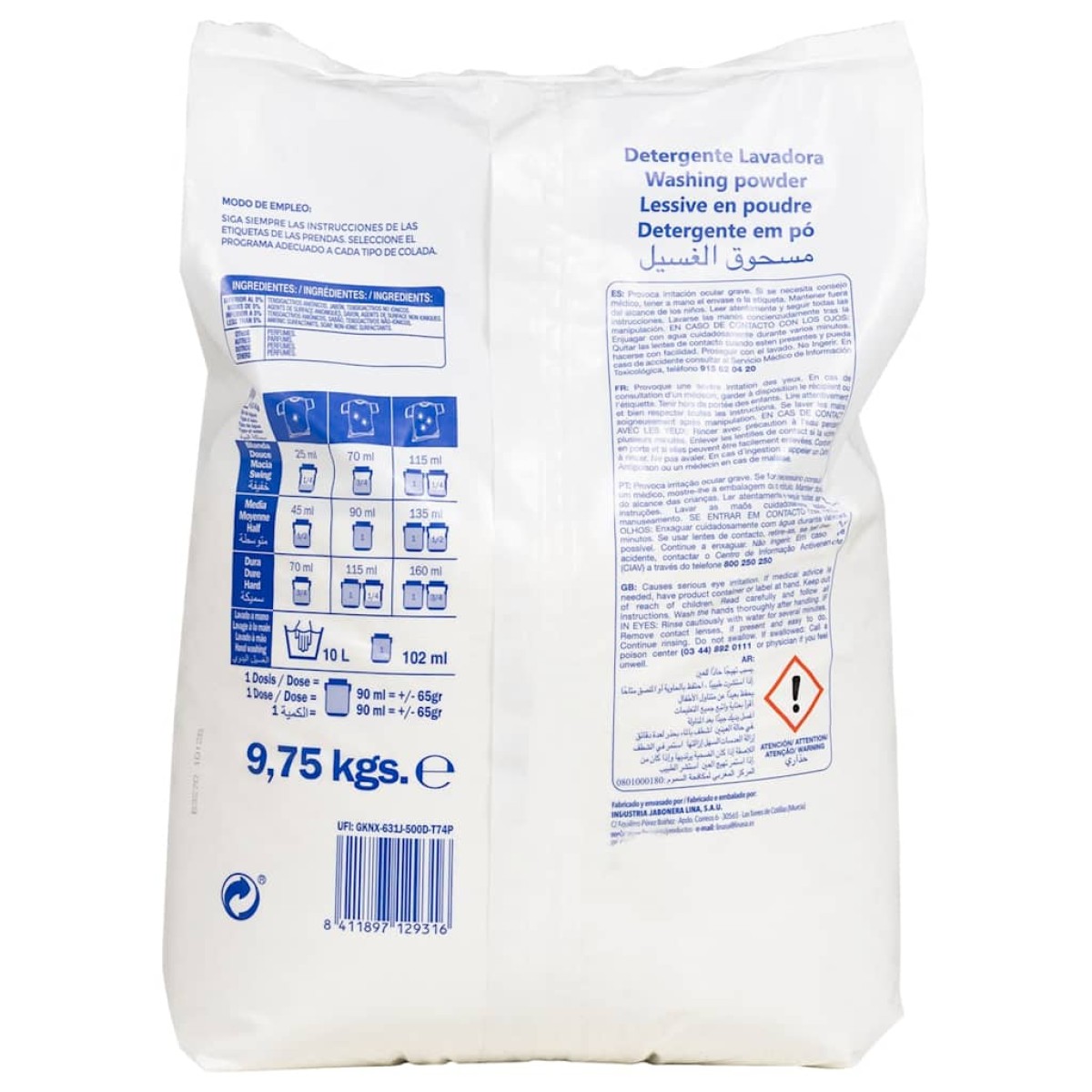 vidaXL Σκόνη πλύσης για 150 πλύσεις 9,75kg Λευκό