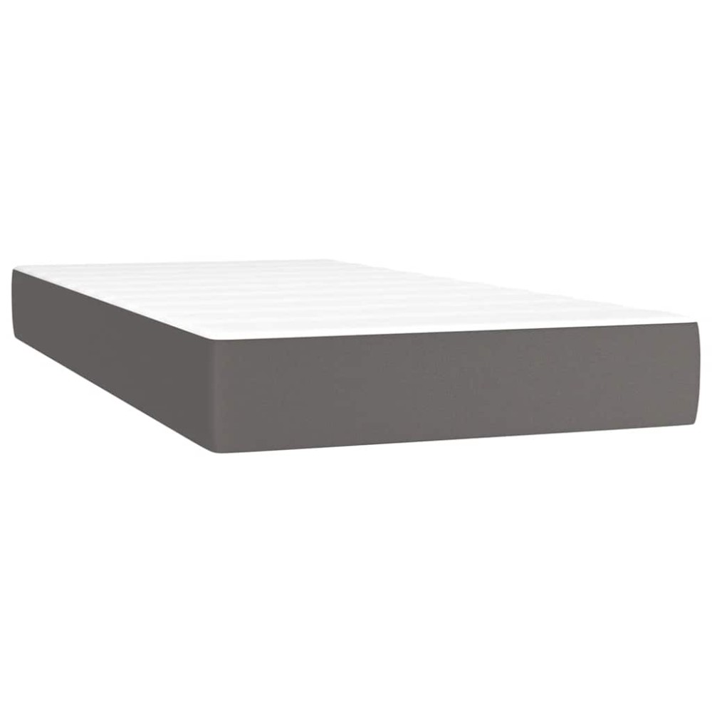 vidaXL Στρώμα με Pocket Springs Μεσαίας Σκληρότητας Γκρι 120x190x20 εκ. Συνθετικό Δέρμα
