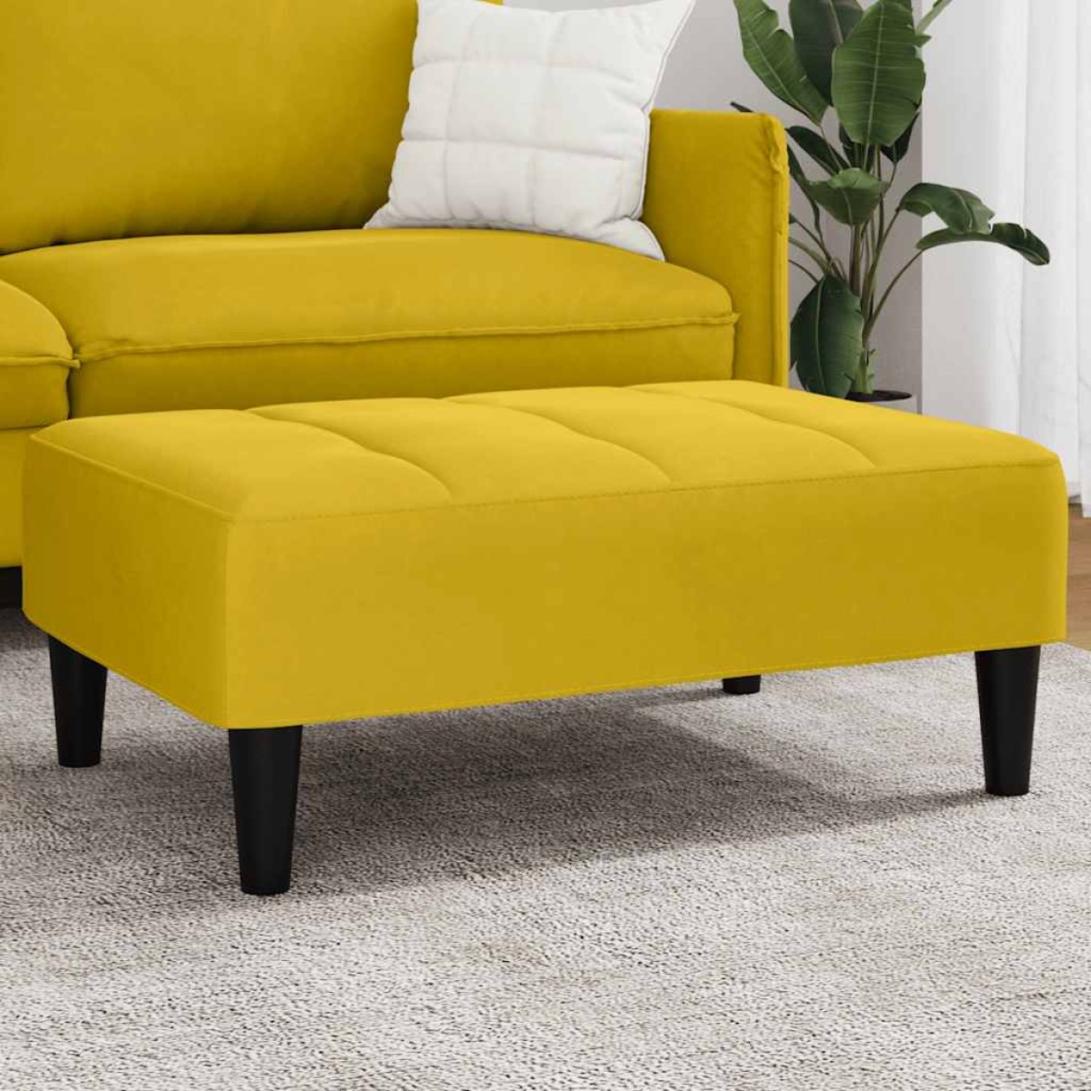 vidaXL Σκαμπό/Υποπόδιο Κίτρινο 77x55x31 εκ. Βελούδινο
