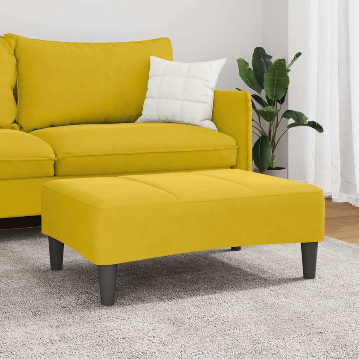 vidaXL Σκαμπό/Υποπόδιο Κίτρινο 77x55x31 εκ. Βελούδινο