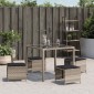 vidaXL Σκαμπό Κήπου 4 τεμ. Αν. Γκρι 40x40x35 εκ. Συνθ. Ρατάν Μαξιλάρια