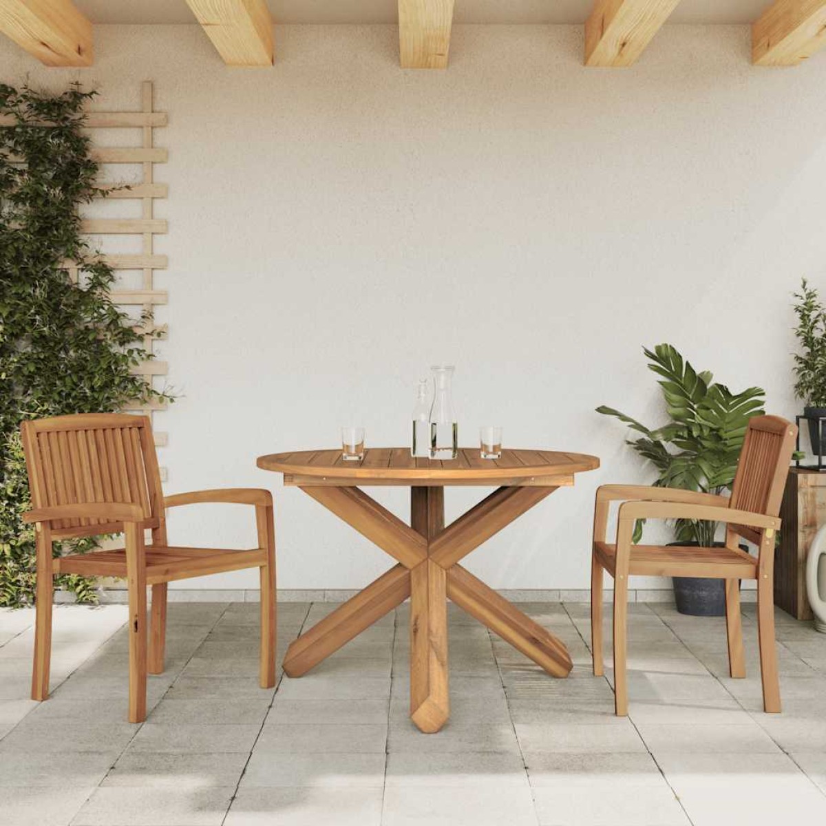 vidaXL Τραπέζι Κήπου Ø109x74 εκ. από Μασίφ Ξύλο Teak