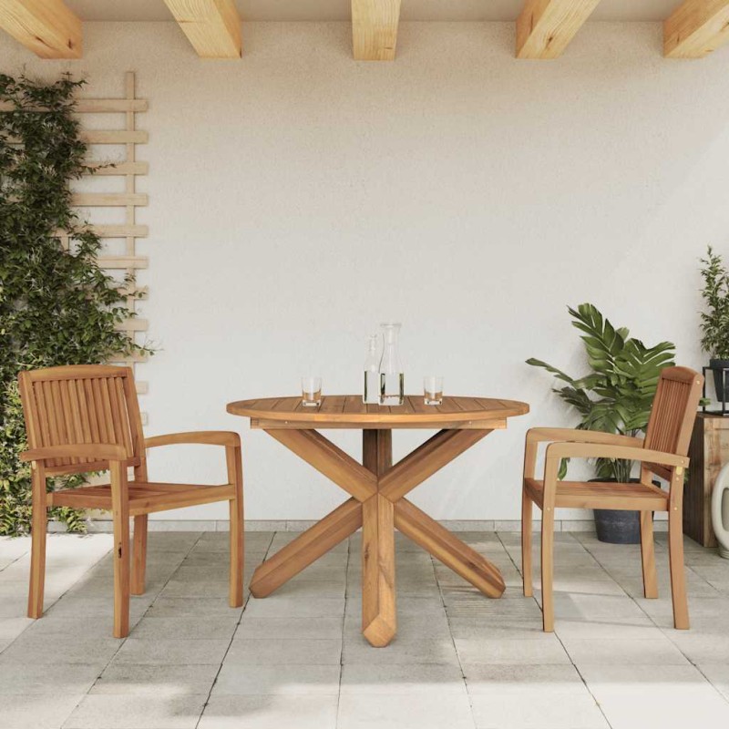 vidaXL Τραπέζι Κήπου Ø109x74 εκ. από Μασίφ Ξύλο Teak