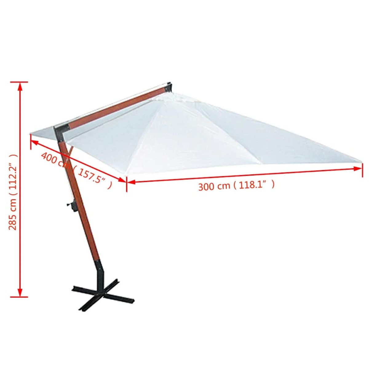 vidaXL Ομπρέλα Κρεμαστή Λευκή 300 x 400 εκ.