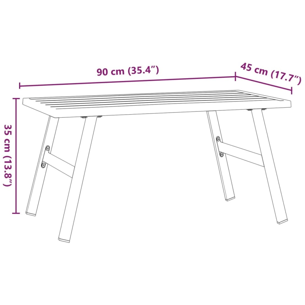 vidaXL Τραπέζι Σαλονιού Κήπου Μαύρο 90x45x35 εκ. Ατσάλι Ηλεκτ. Βαφή