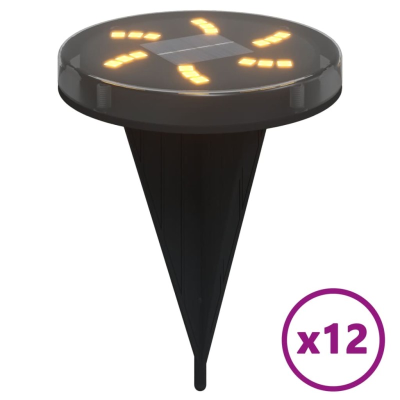 vidaXL Ηλιακά Φωτιστικά Δαπέδου με Στήριγμα Εδάφους 12τεμ. Θερμό Λευκό