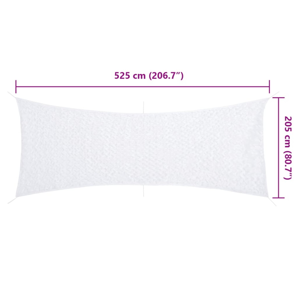 vidaXL Δίχτυ Σκίασης Παραλλαγής Λευκό 525x205 εκ. με Σάκο Αποθήκευσης