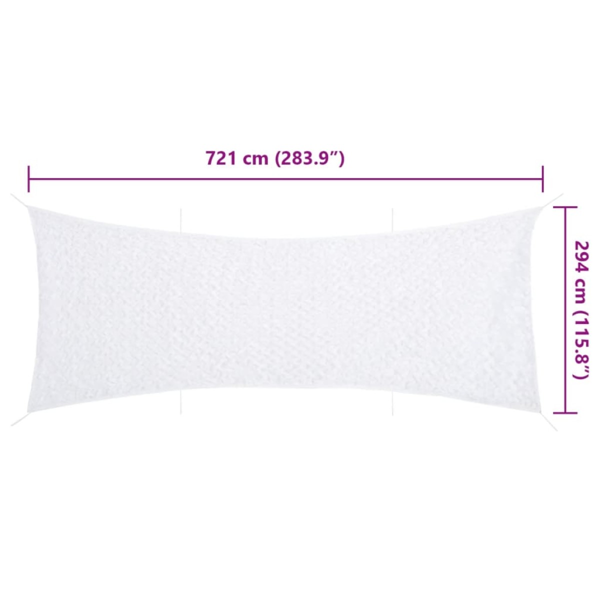 vidaXL Δίχτυ Σκίασης Παραλλαγής Λευκό 721x294 εκ. με Σάκο Αποθήκευσης