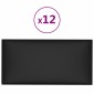 vidaXL Κεφαλάρι Τοίχου 12 τμχ. 30 x 15 cm Μαύρο ύφασμα