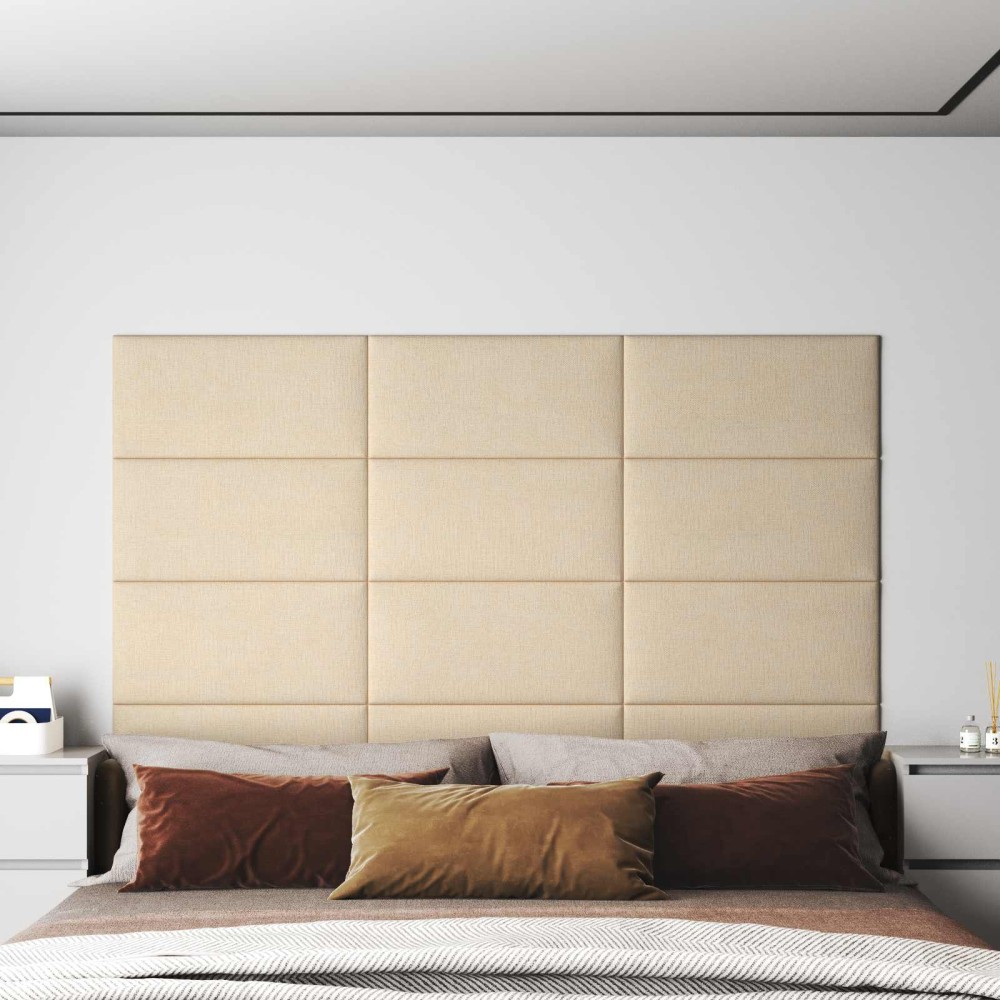 vidaXL Κεφαλάρι Τοίχου 12 τμχ. 60 x 30 cm Κρεμ ύφασμα