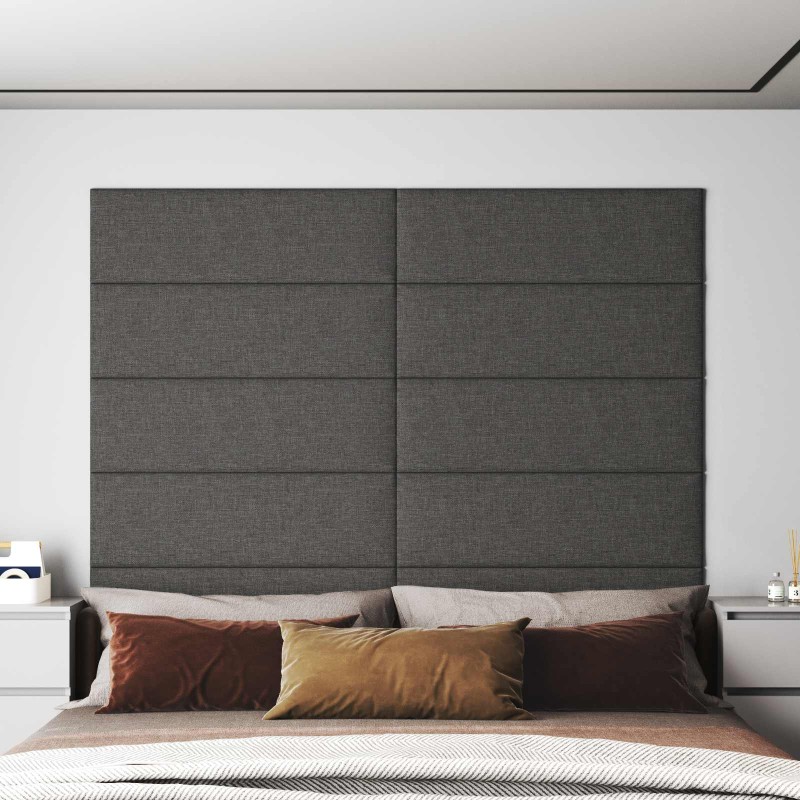 vidaXL Κεφαλάρι Τοίχου 12 τμχ. 90 x 30 cm Σκούρο Γκρι ύφασμα