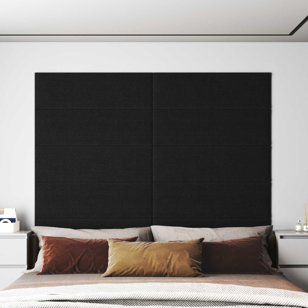 vidaXL Κεφαλάρι Τοίχου 12 τμχ. 90 x 30 cm Μαύρο ύφασμα