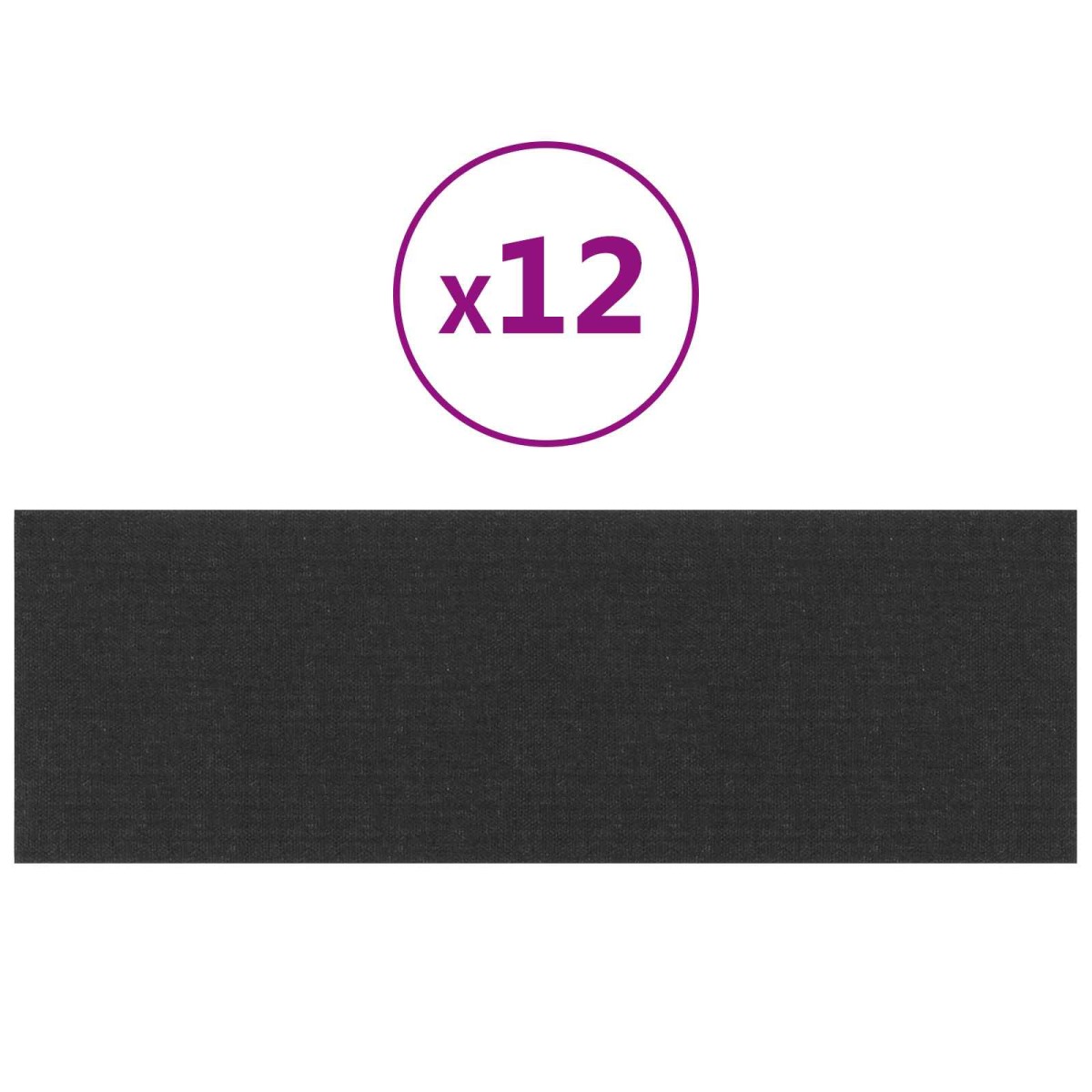 vidaXL Κεφαλάρι Τοίχου 12 τμχ. 90 x 30 cm Μαύρο ύφασμα