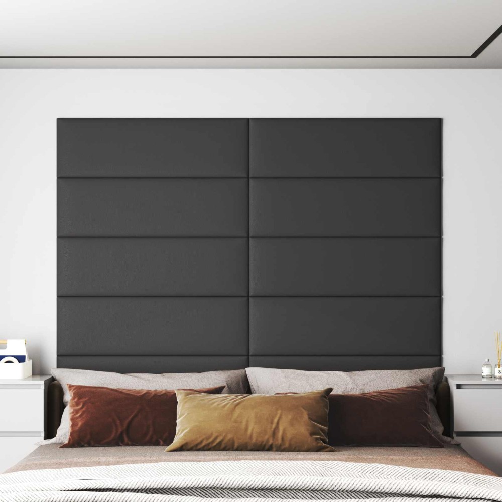 vidaXL Κεφαλάρι Τοίχου 12 τμχ. 90 x 30 cm Γκρι ύφασμα