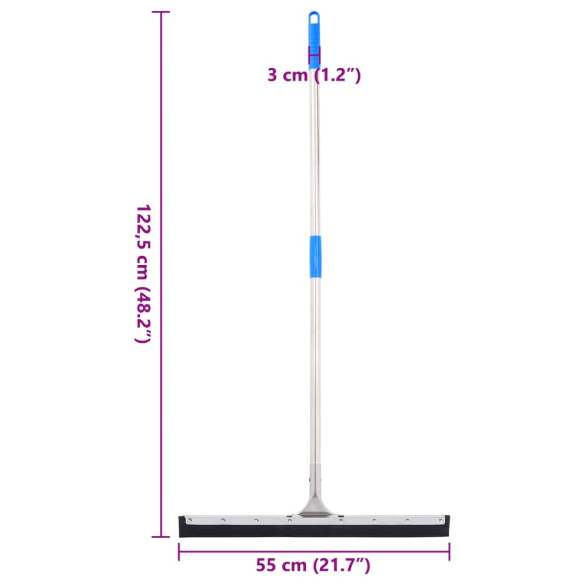 vidaXL Κεφαλή Σκουπίσματος Δαπέδου 55x122,5 εκ. Ατσάλι/Καουτσούκ