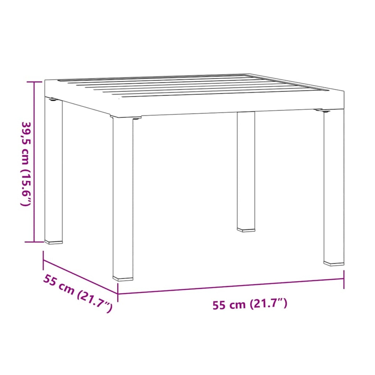 vidaXL Τραπέζι Σαλονιού Κήπου Μαύρο 55x55x39,5 εκ. Ατσάλι Ηλεκτ. Βαφή