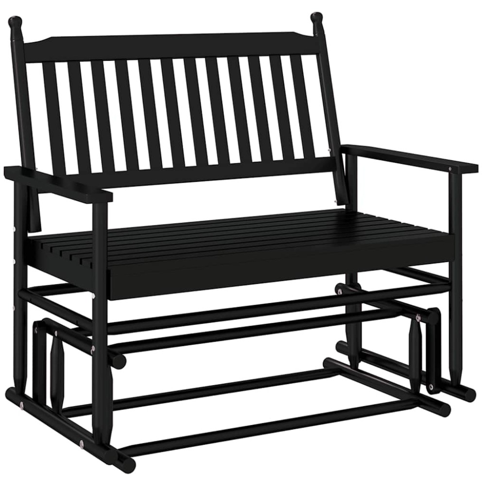 vidaXL Παγκάκι Κουνιστό Μαύρο 118x70x104,5εκ. Μασίφ Ξύλο Λεύκας