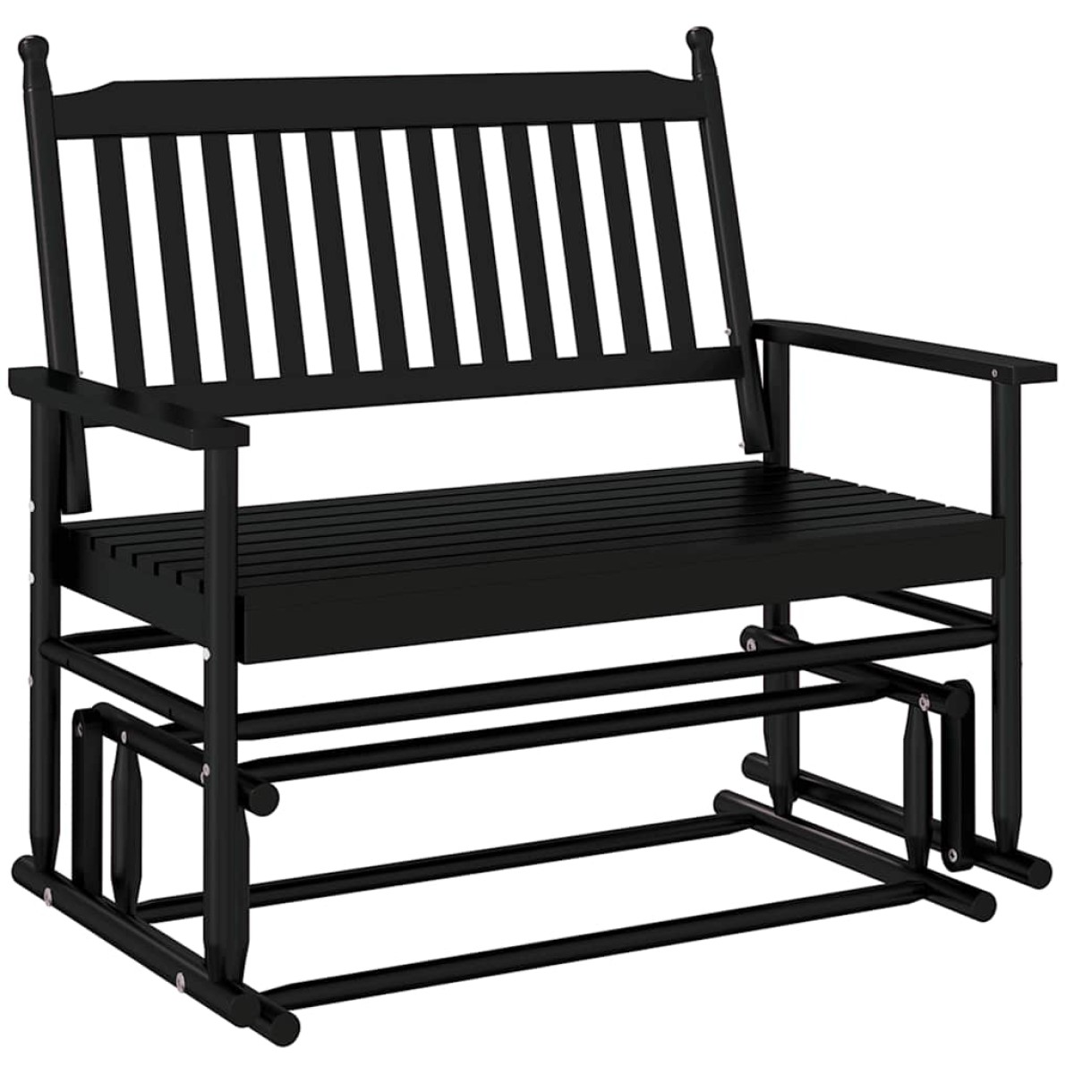 vidaXL Παγκάκι Κουνιστό Μαύρο 118x70x104,5εκ. Μασίφ Ξύλο Λεύκας