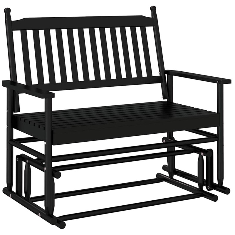 vidaXL Παγκάκι Κουνιστό Μαύρο 118x70x104,5εκ. Μασίφ Ξύλο Λεύκας