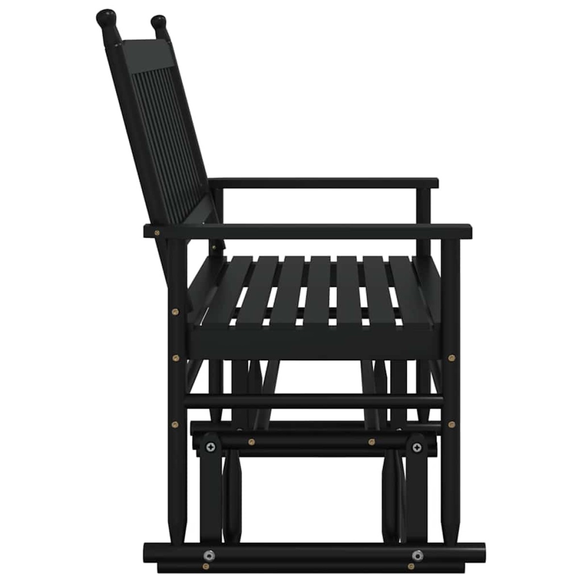 vidaXL Παγκάκι Κουνιστό Μαύρο 118x70x104,5εκ. Μασίφ Ξύλο Λεύκας