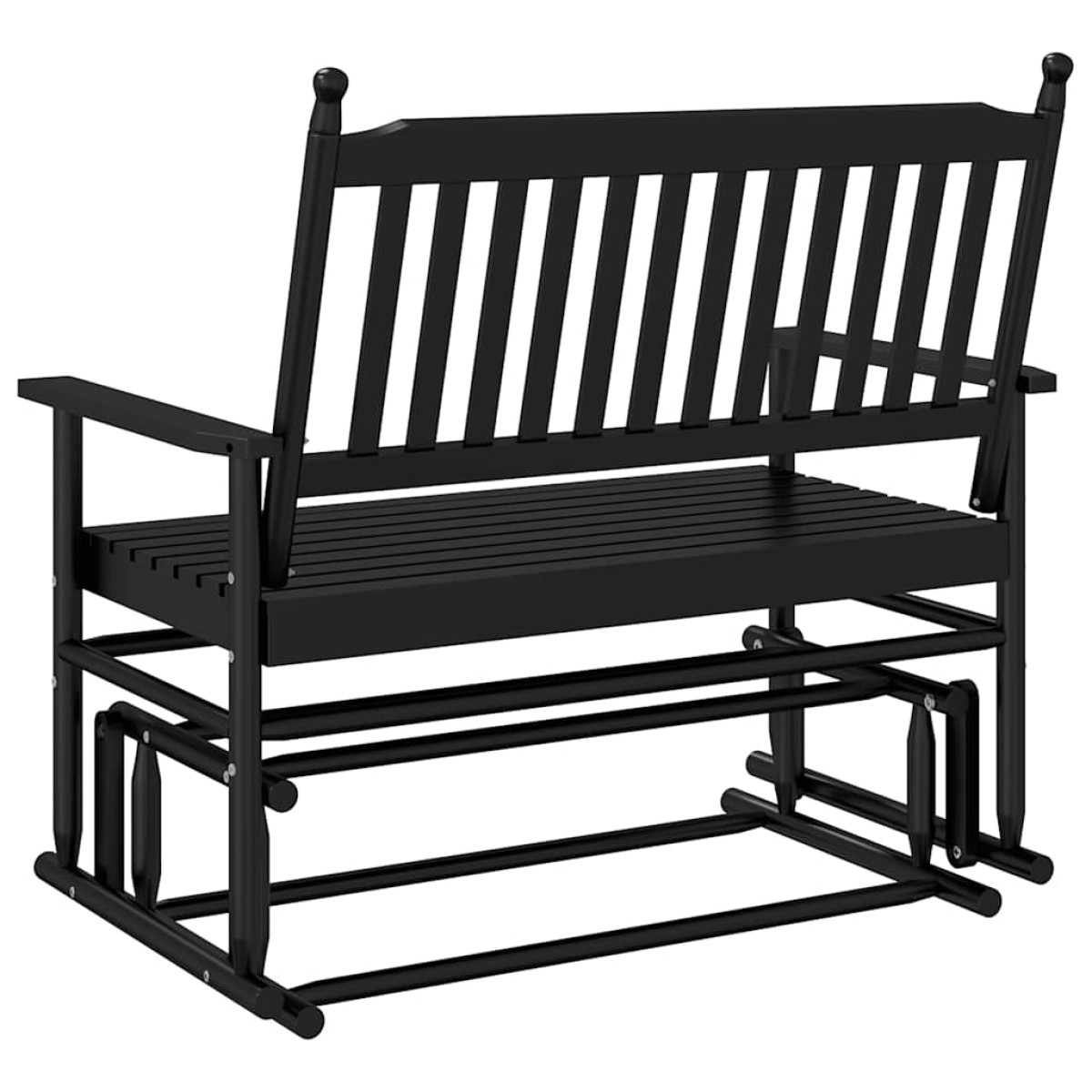vidaXL Παγκάκι Κουνιστό Μαύρο 118x70x104,5εκ. Μασίφ Ξύλο Λεύκας