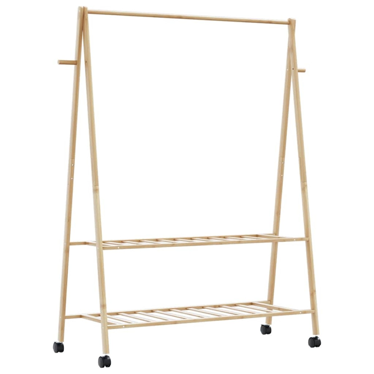 vidaXL Ράφι ρούχων με ράφια και ρόδες 132x45,5x155,5 εκ.Μπαμπού