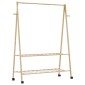 vidaXL Ράφι ρούχων με ράφια και ρόδες 132x45,5x155,5 εκ.Μπαμπού