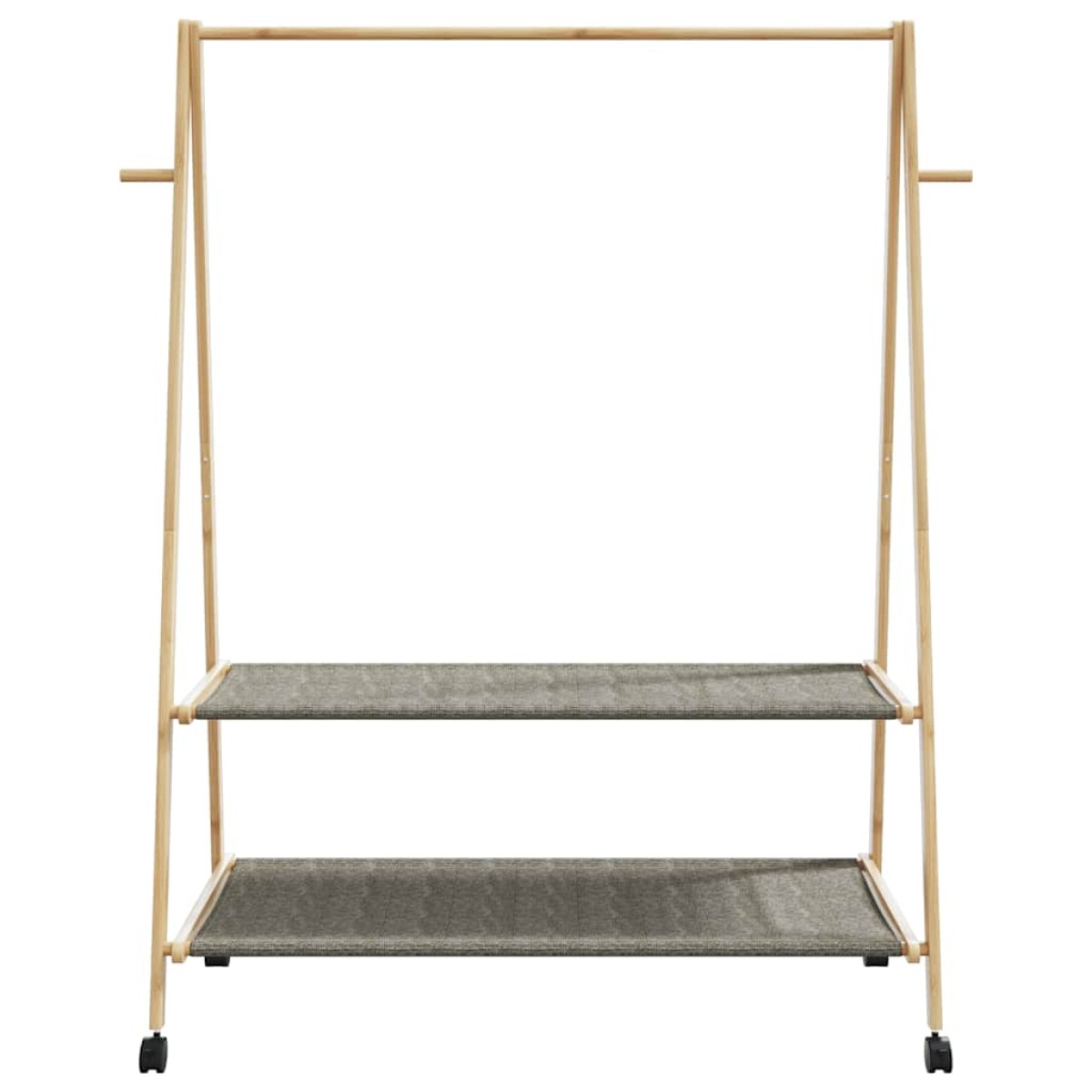 vidaXL Ράφι ρούχων με ράφια και ρόδες 132x45,5x155,5 εκ.Μπαμπού