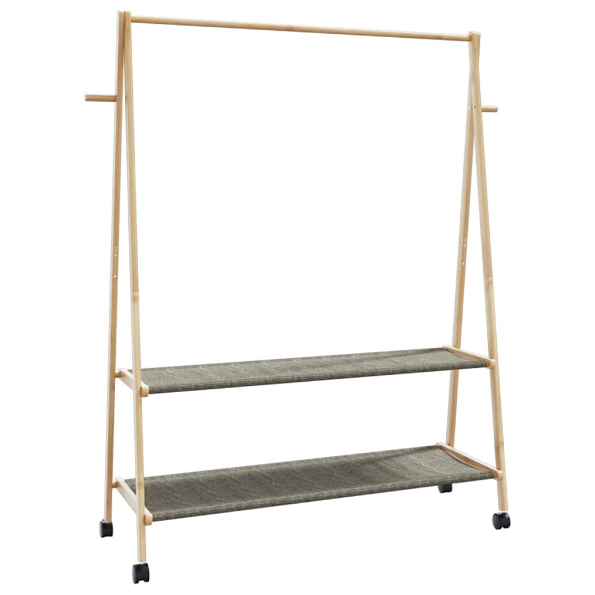 vidaXL Ράφι ρούχων με ράφια και ρόδες 132x45,5x155,5 εκ.Μπαμπού