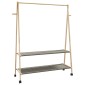 vidaXL Ράφι ρούχων με ράφια και ρόδες 132x45,5x155,5 εκ.Μπαμπού