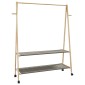 vidaXL Ράφι ρούχων με ράφια και ρόδες 132x45,5x155,5 εκ.Μπαμπού