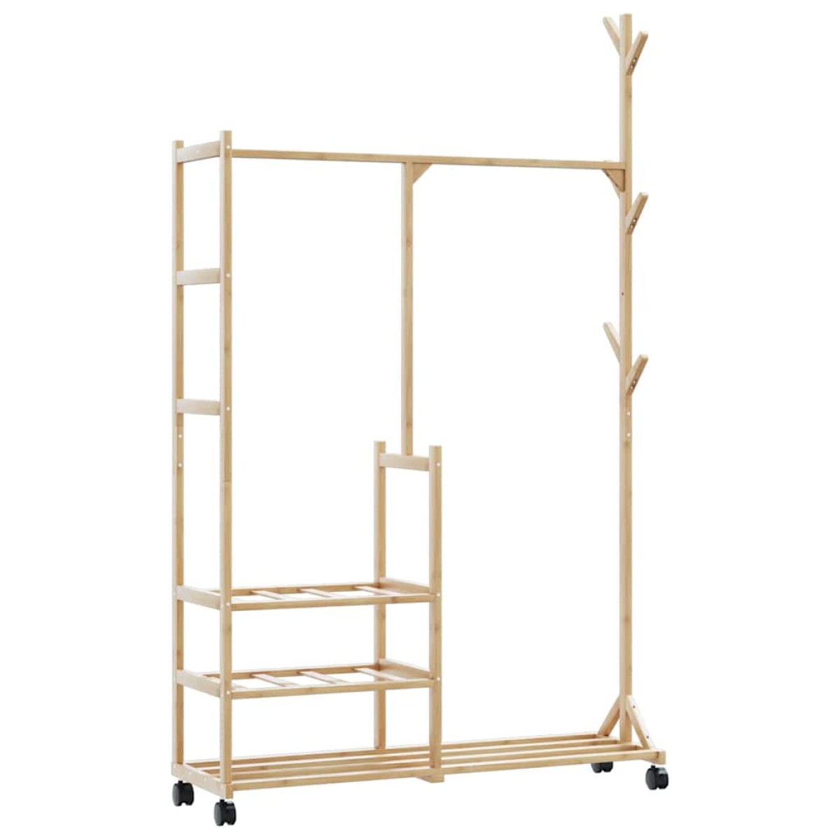 vidaXL Ράφι Ρούχων με Ράφια και Ρόδες 100x38x175,5 εκ. από Μπαμπού