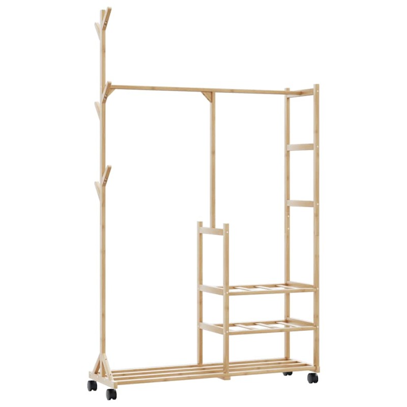 vidaXL Ράφι Ρούχων με Ράφια και Ρόδες 100x38x175,5 εκ. από Μπαμπού