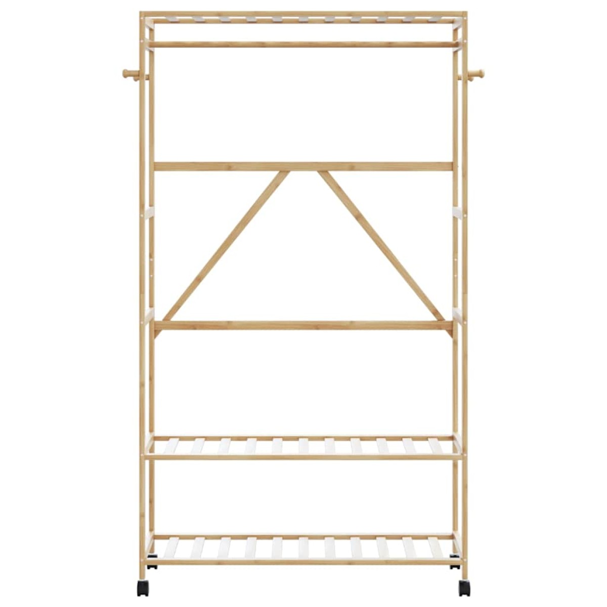 vidaXL Ράφι ρούχων με ράφια και ρόδες 110x40x180 εκ. Μπαμπού