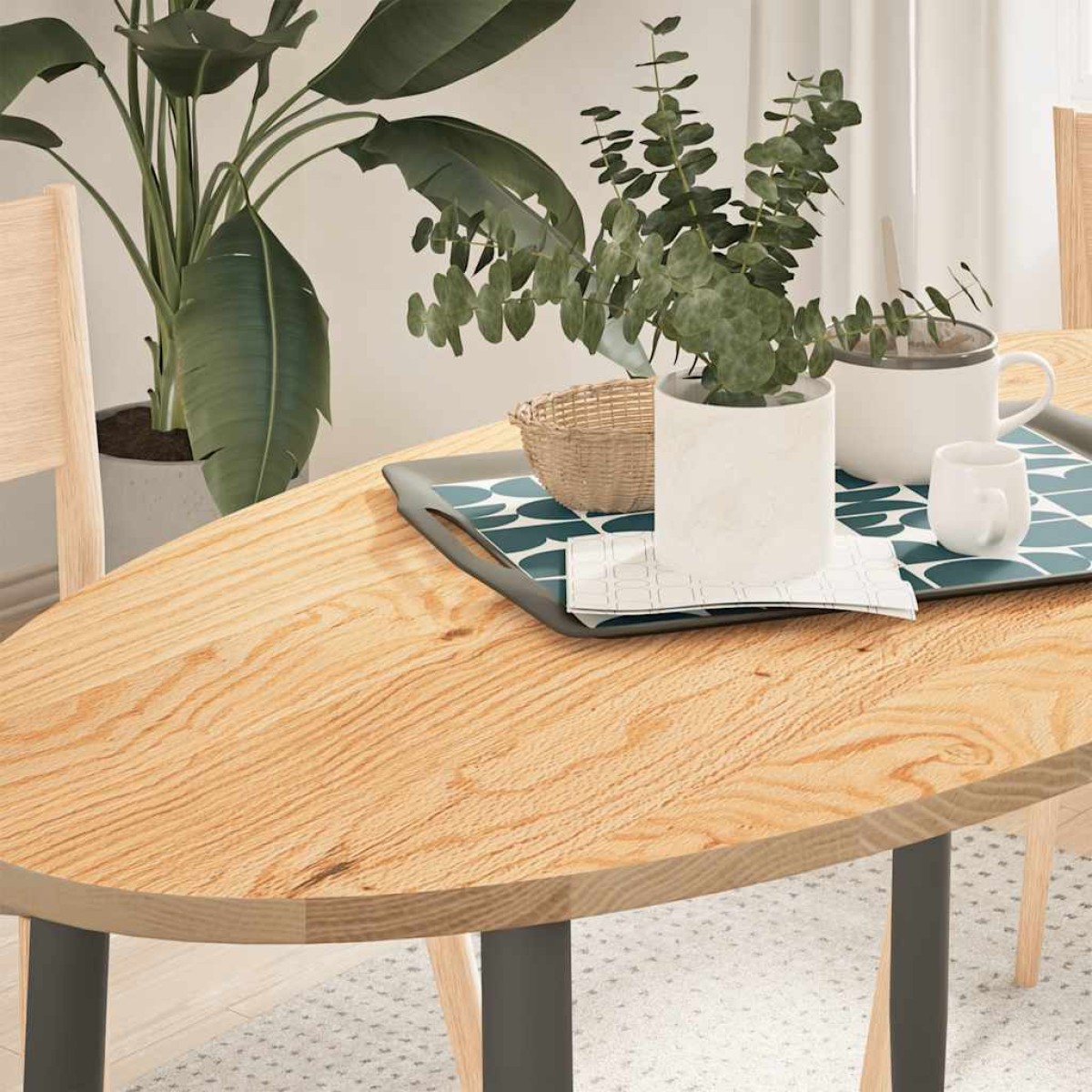 vidaXL Επιφάνεια Τραπεζιού Οβάλ 120x60x2 εκ. από Μασίφ Ξύλο Δρυός