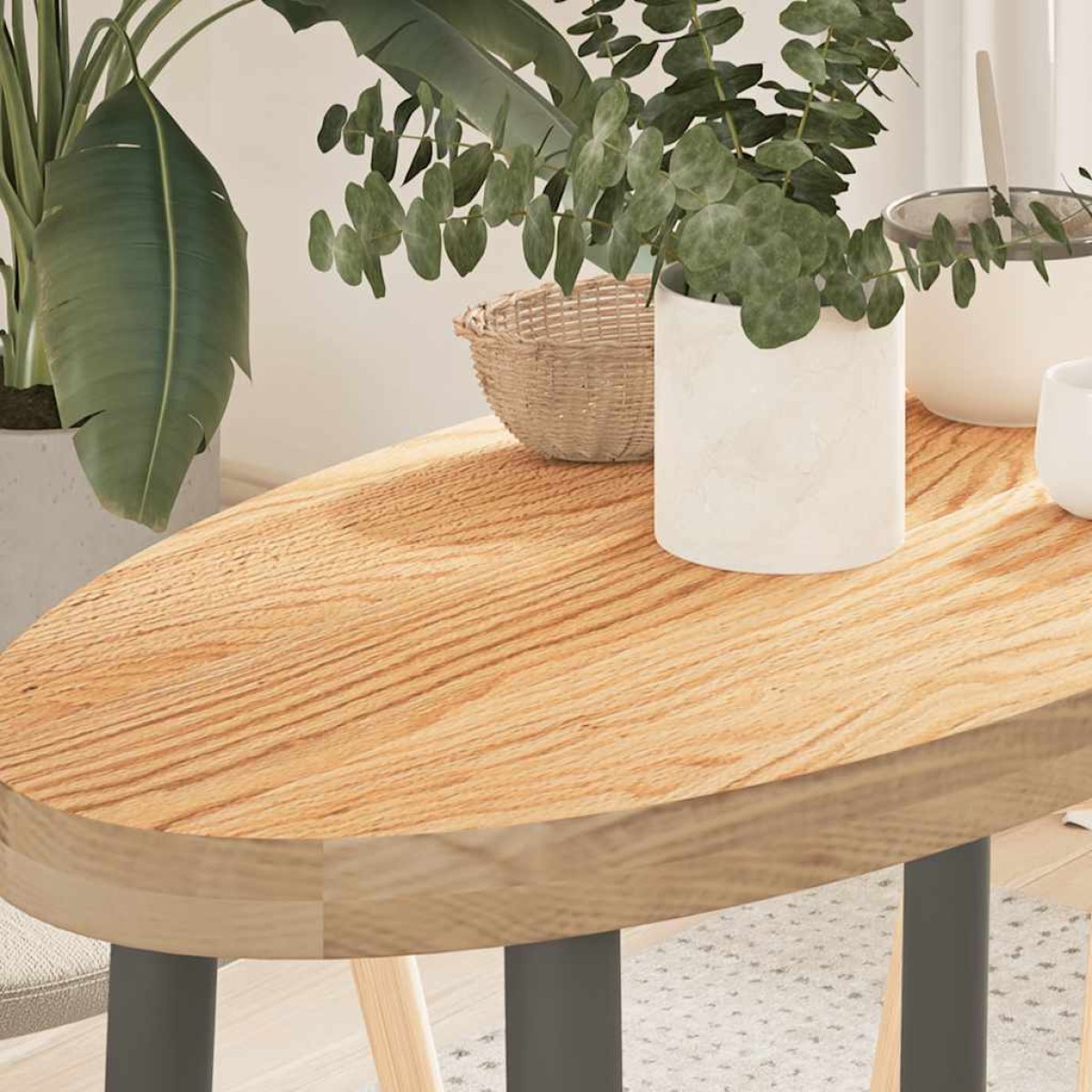 vidaXL Επιτραπέζια επιφάνεια 80x40x4 εκ. από Μασίφ Ξύλο Δρυός Οβάλ