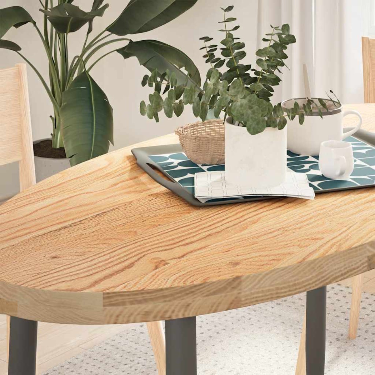 vidaXL Επιτραπέζια επιφάνεια 120x60x4 εκ. από Μασίφ Ξύλο Δρυός Οβάλ