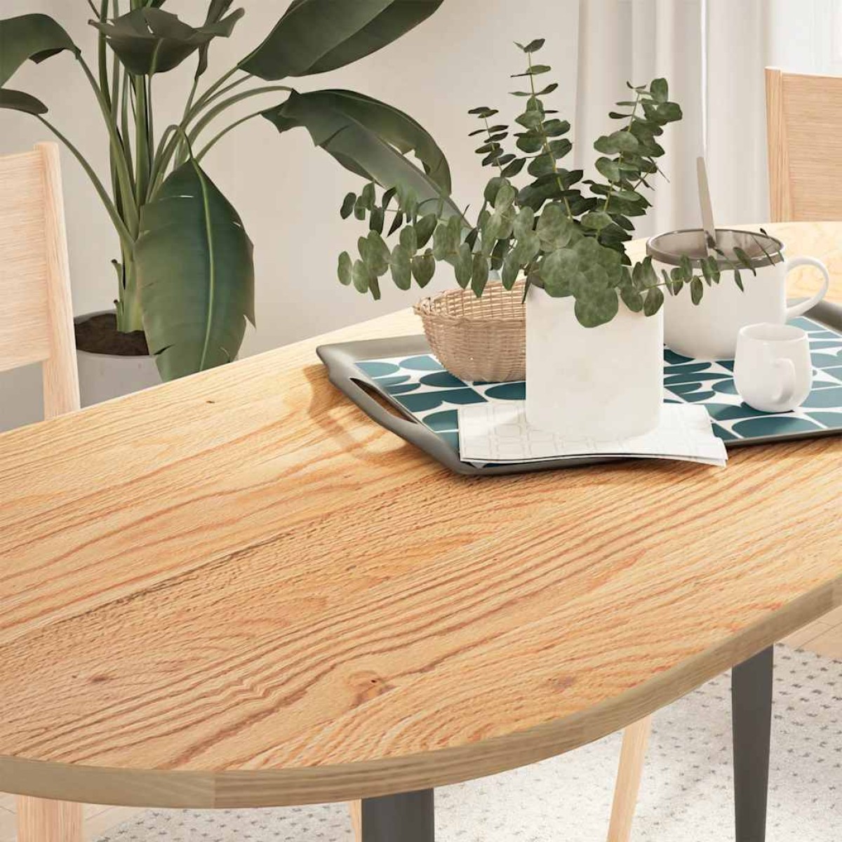 vidaXL Επιτραπέζια επιφάνεια 140x60x2 εκ. από Μασίφ Ξύλο Δρυός Οβάλ