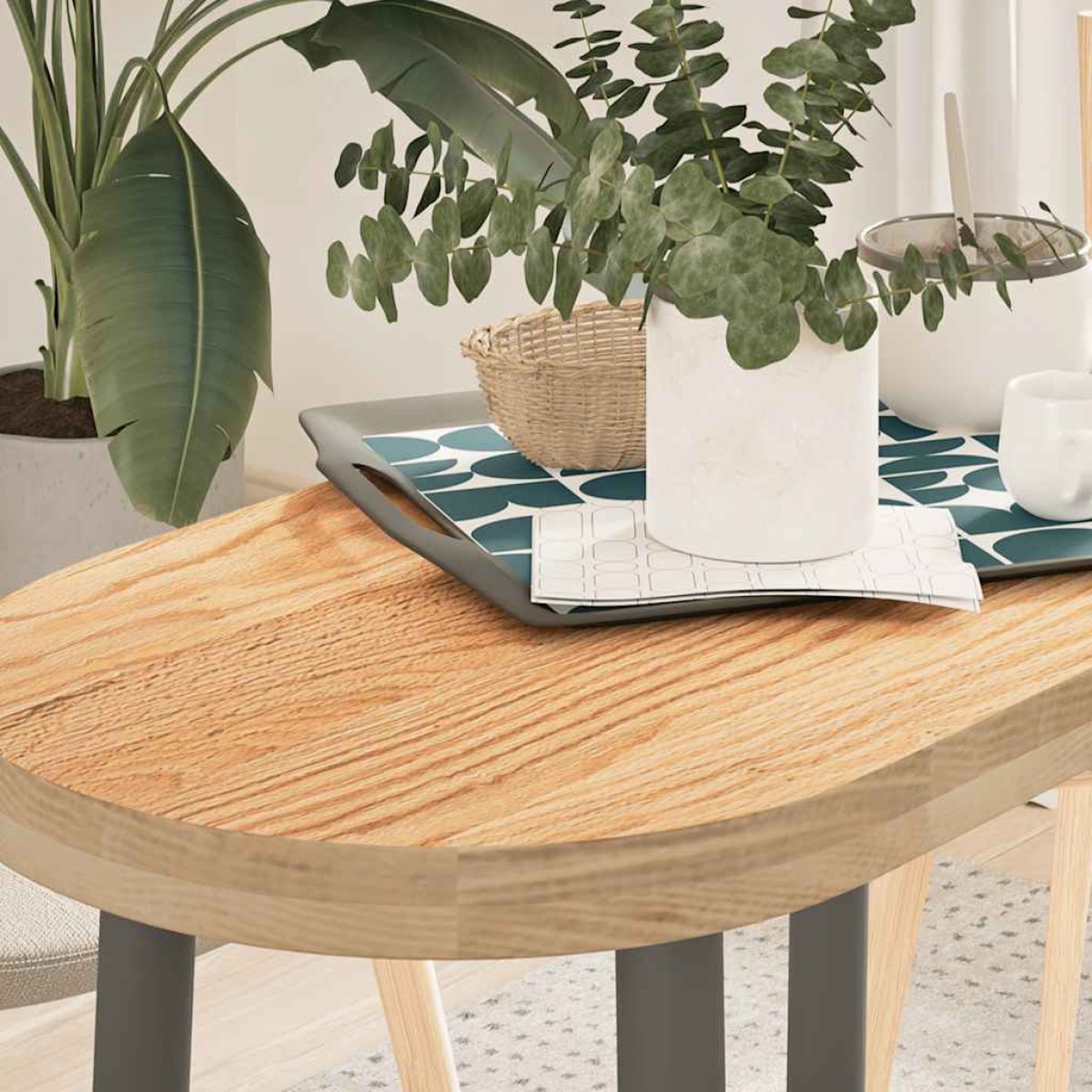 vidaXL Επιτραπέζια επιφάνεια 80x40x4 εκ. από Μασίφ Ξύλο Δρυός Οβάλ