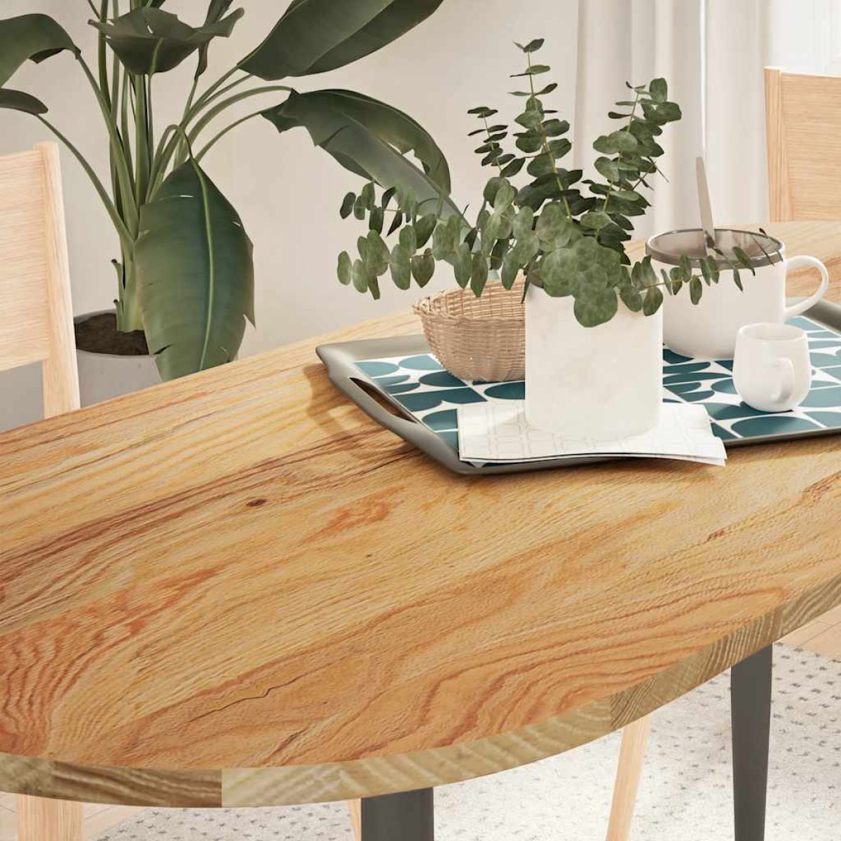 vidaXL Επιτραπέζια επιφάνεια Ανοιχτό Καφέ 140x60x2 εκ. Ξύλο Δρυός Οβάλ